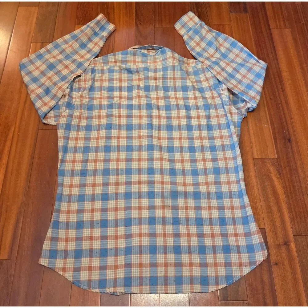 Vtg Levi's Men's XL Blue Plaid Button Up Long Sleeve Shirt Western